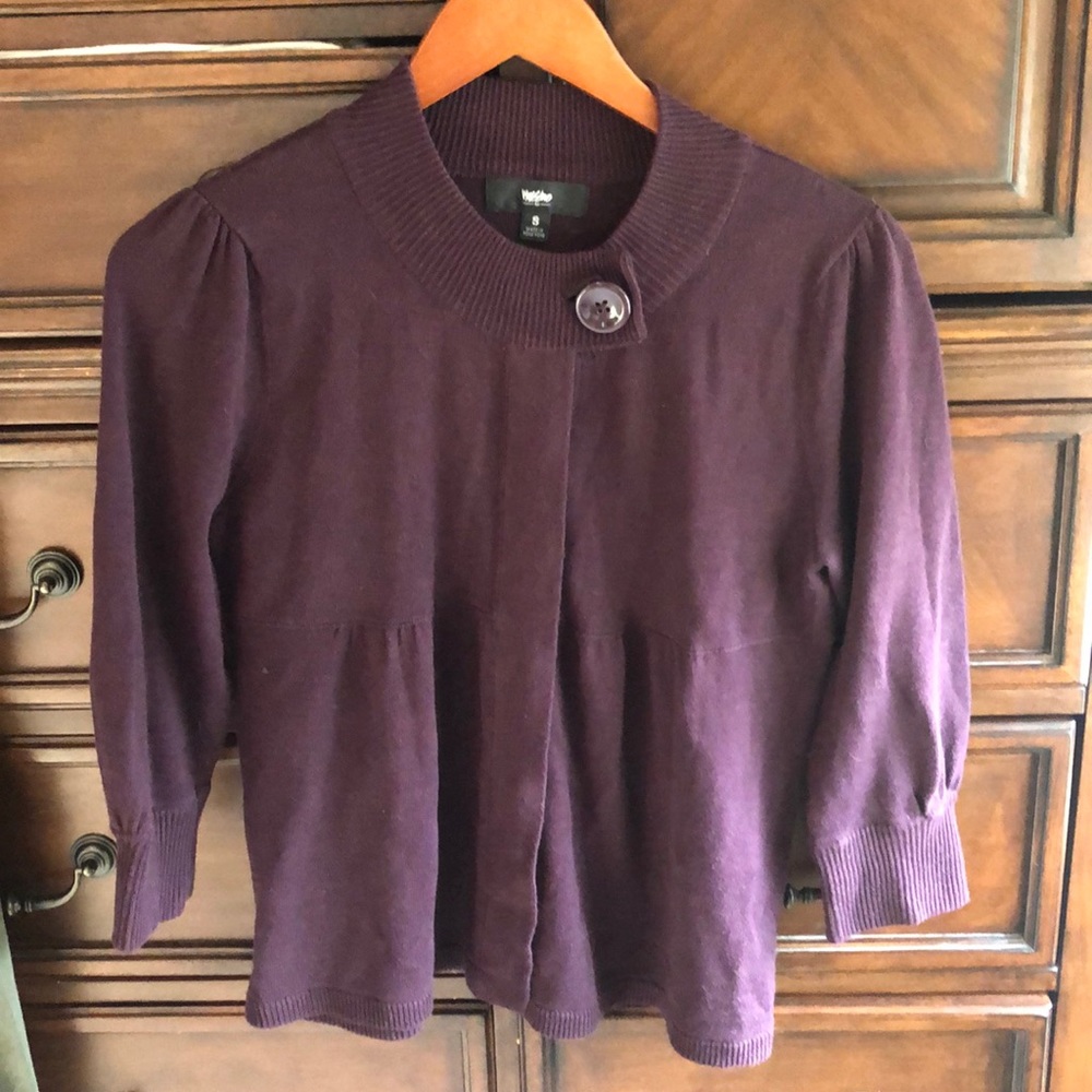 Mossimo Sz S dk purple cardigan empire waist Cute!